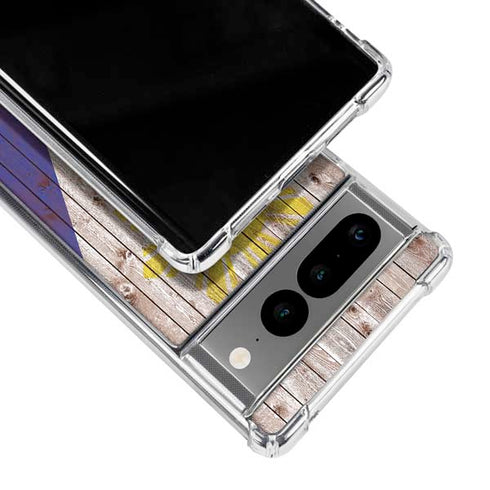 Philippines Flag Dark Wood Google Pixel 7 Pro Clear Case